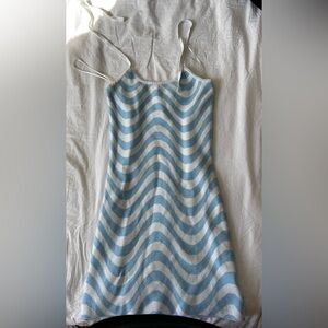 Kendall & Kylie Powder Blue and White Knit Slip Dress